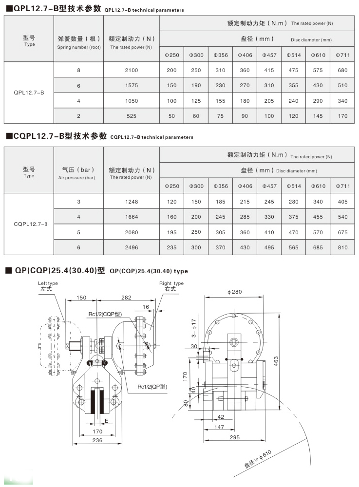 QP、CQP系列氣動(dòng)鉗盤式制動(dòng)器10